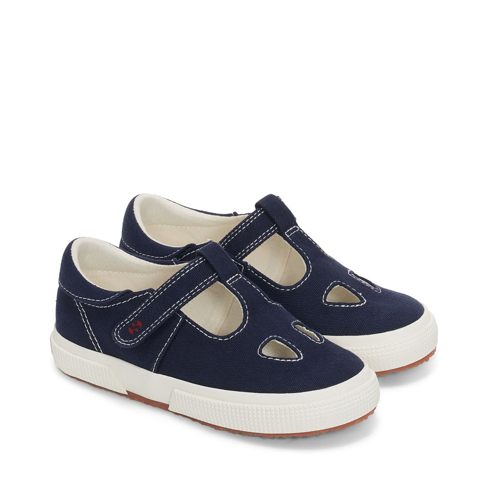 Blaue Sandalen für Kinder mit Obermaterial aus Baumwolle 02