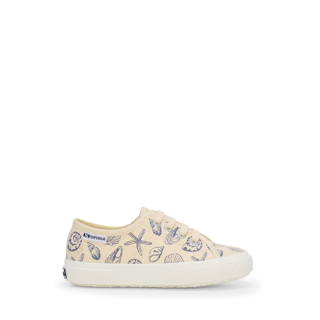 Beigefarbene Low-Cut-Sneakers für Kinder mit Obermaterial aus Baumwolle 01