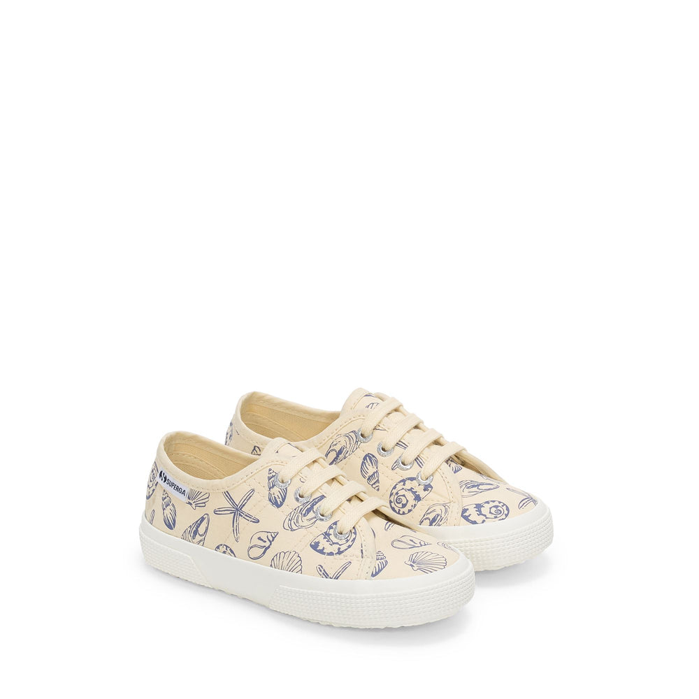 Beigefarbene Low-Cut-Sneakers für Kinder mit Obermaterial aus Baumwolle 02
