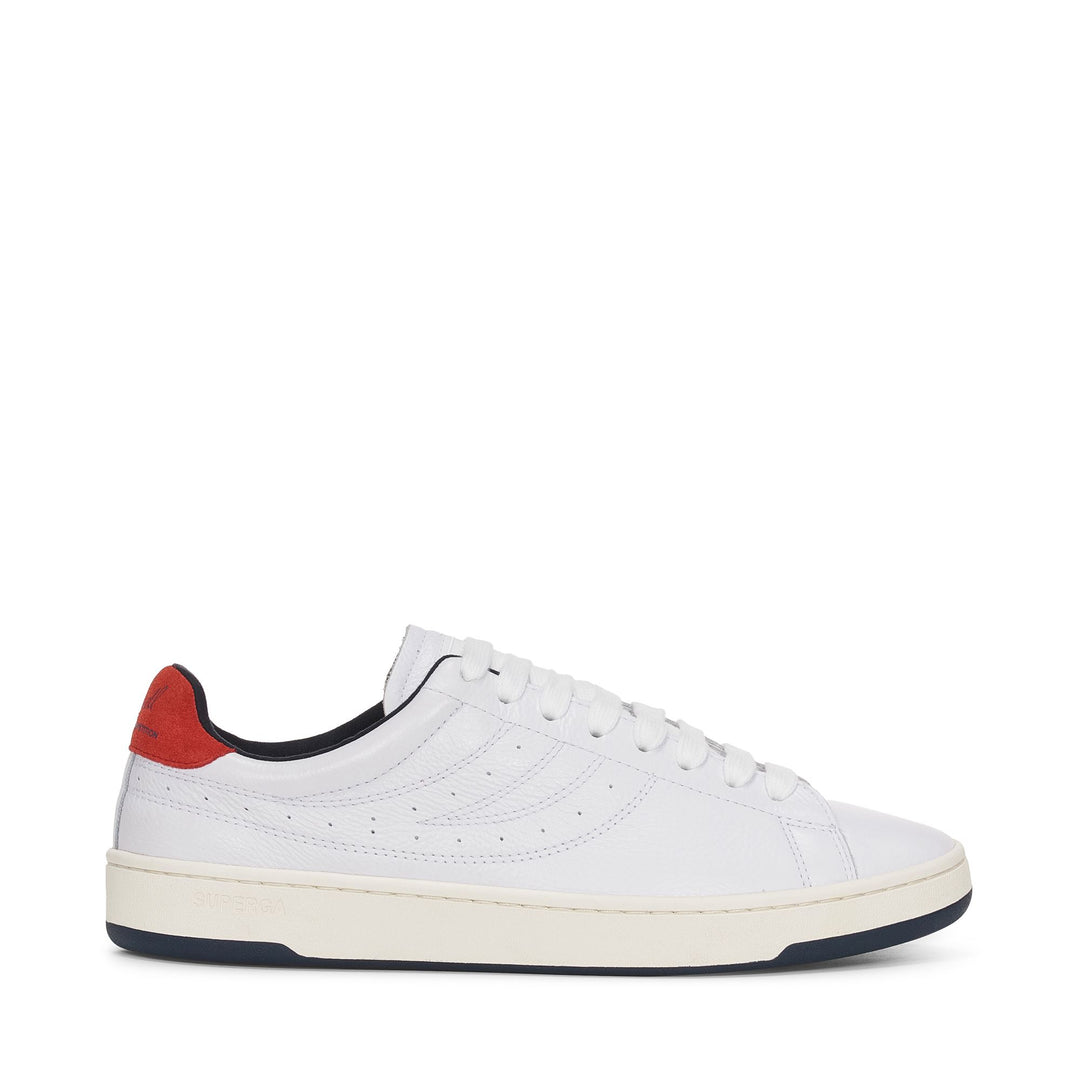 Weiße Unisex Low Cut Sneakers mit Obermaterial aus Leder 01