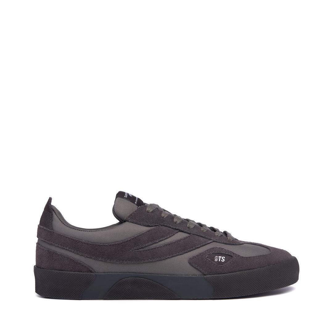 Graue Unisex-Sneaker mit niedrigem Schnitt und Obermaterial aus Wildleder und Nylon 01