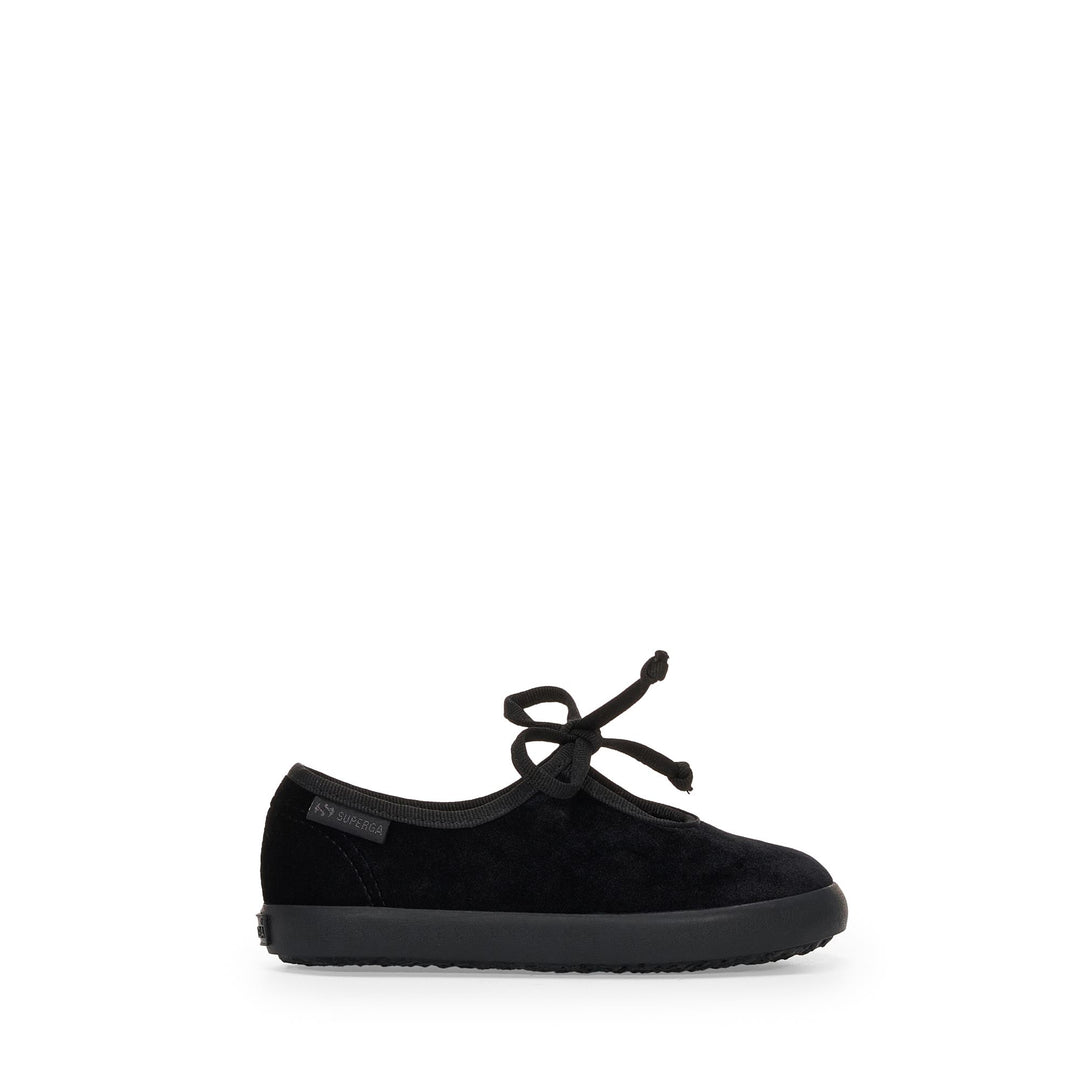 Schwarze Ballerinas für Mädchen mit Obermaterial aus Samt 01