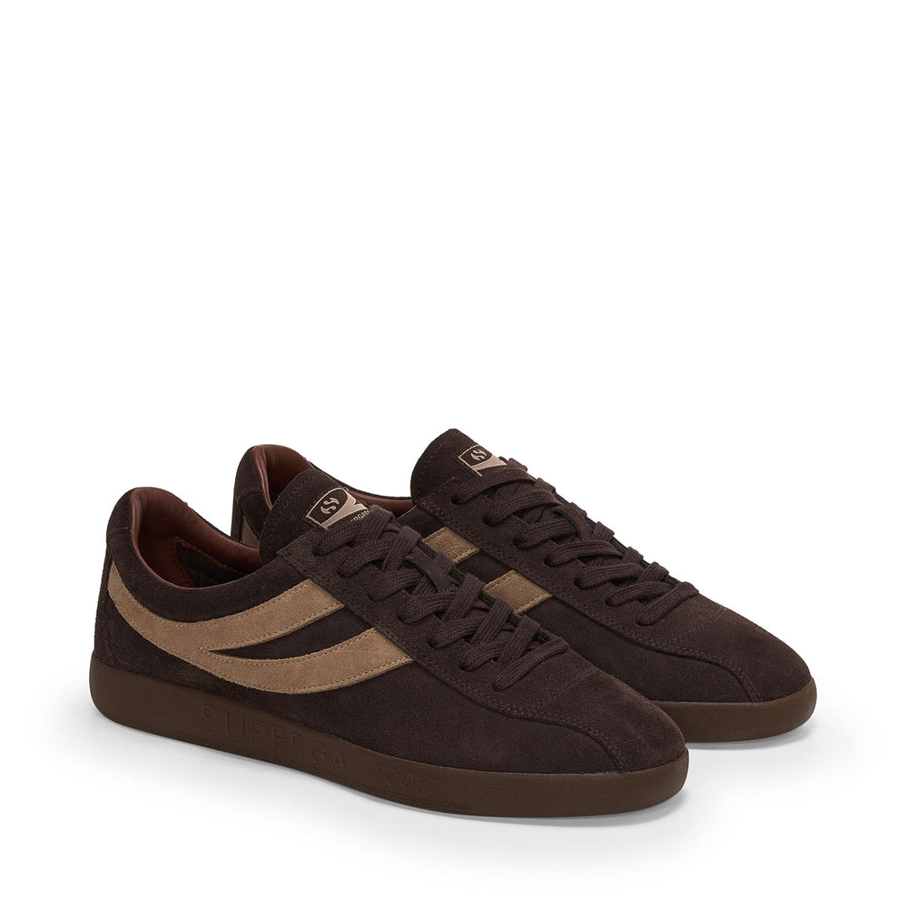 Braune Unisex-Sneaker mit niedrigem Schnitt und Obermaterial aus Wildleder 02