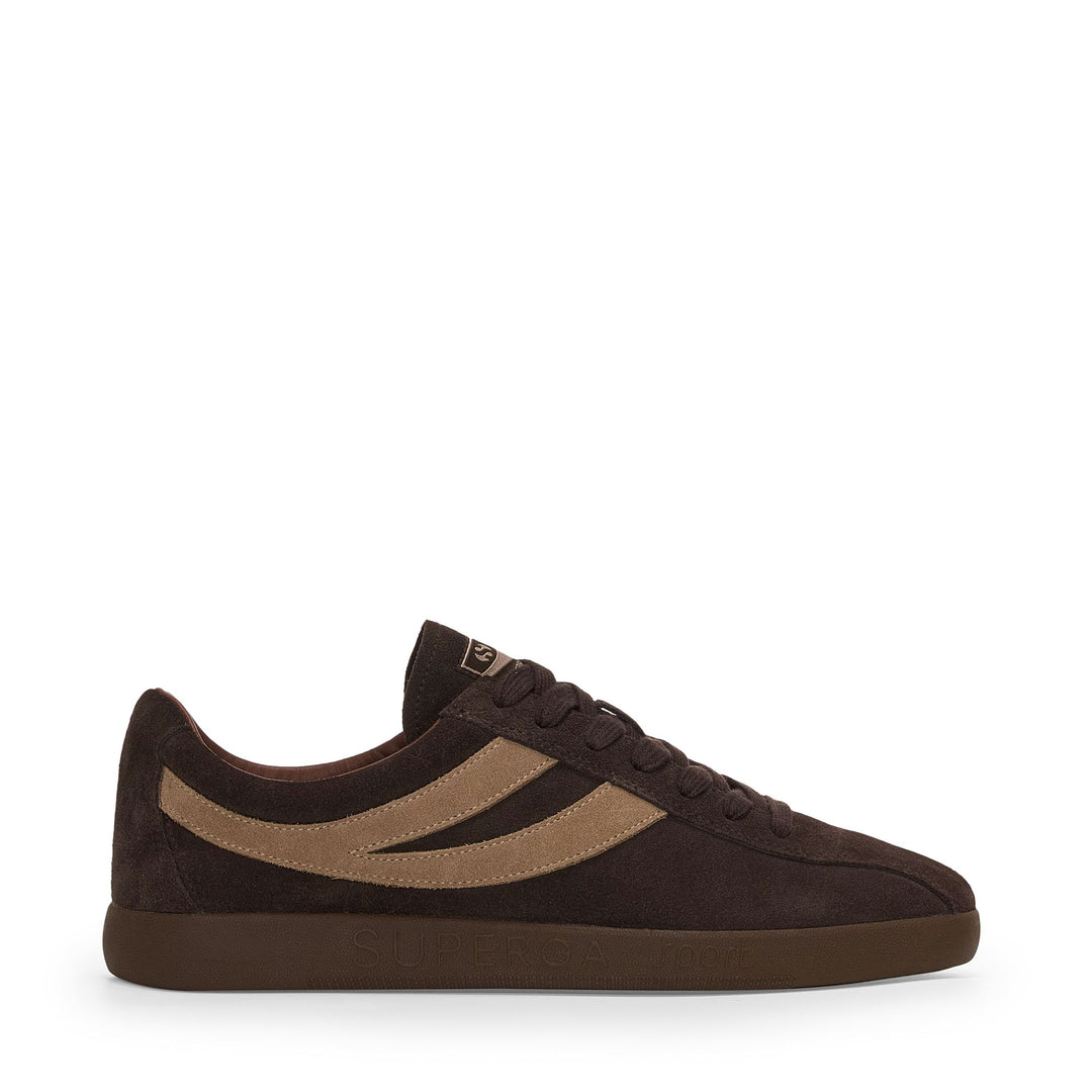 Braune Unisex-Sneaker mit niedrigem Schnitt und Obermaterial aus Wildleder 01