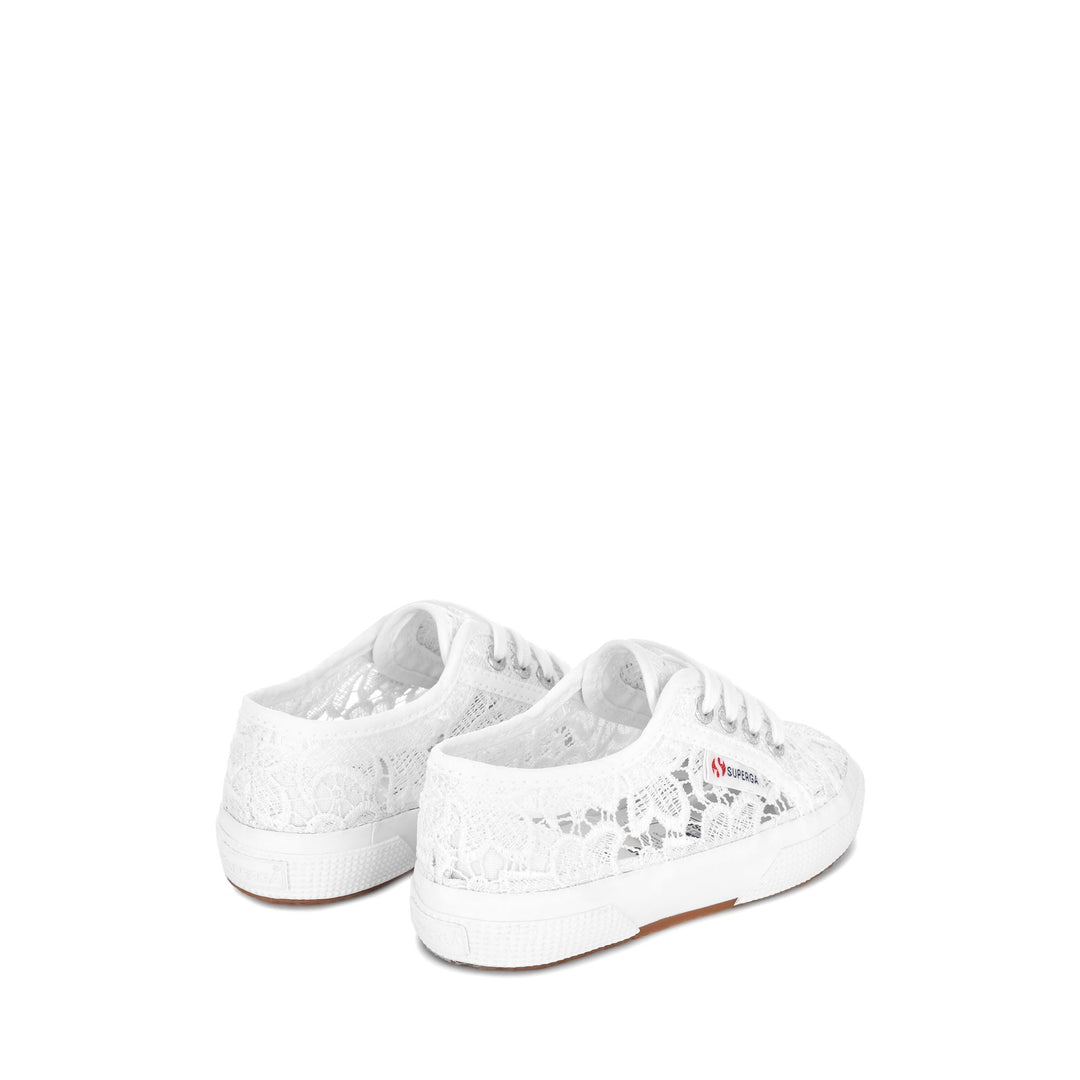 Weiße Mädchen-Sneaker mit Obermaterial aus Makramee-Spitze main