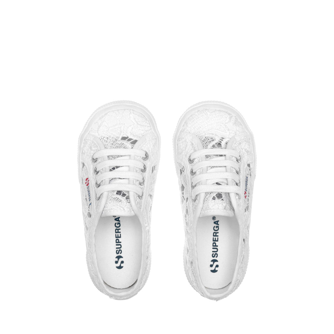Weiße Mädchen-Sneaker mit Obermaterial aus Makramee-Spitze main
