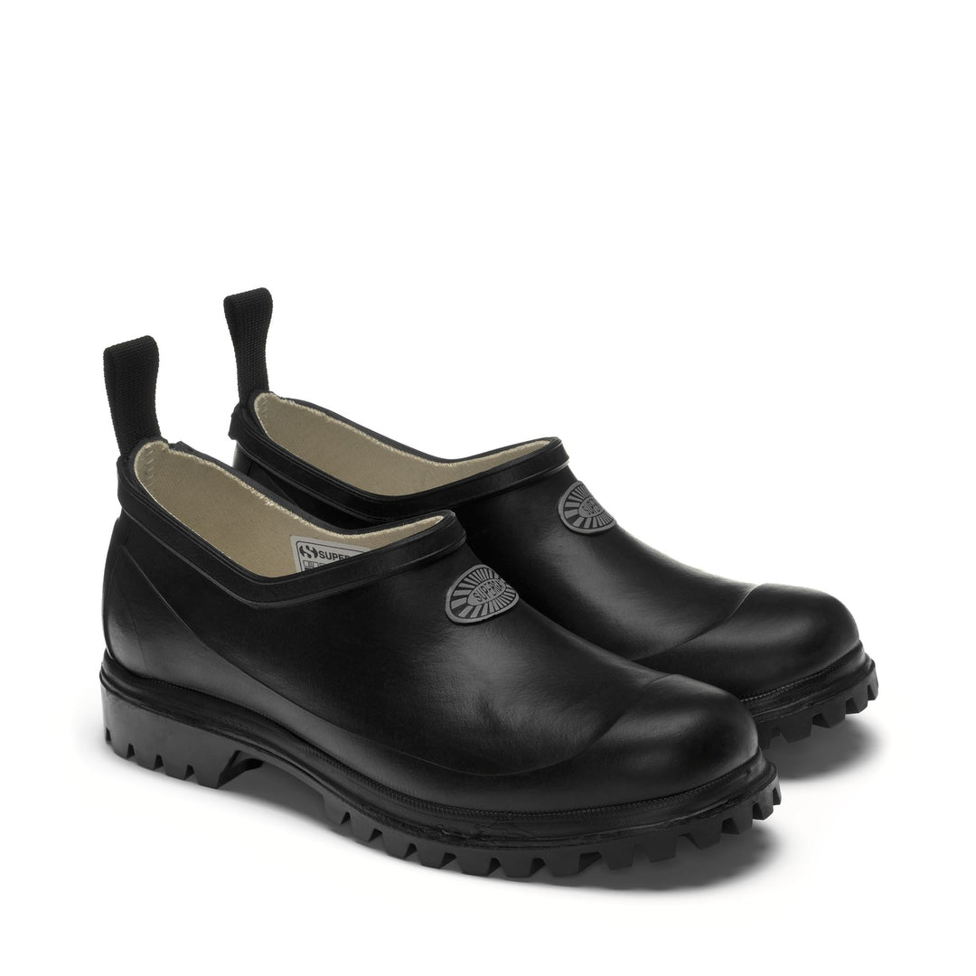 Niedrig geschnittene Unisex-Pantoletten aus schwarzem Gummi mit Baumwollfutter main