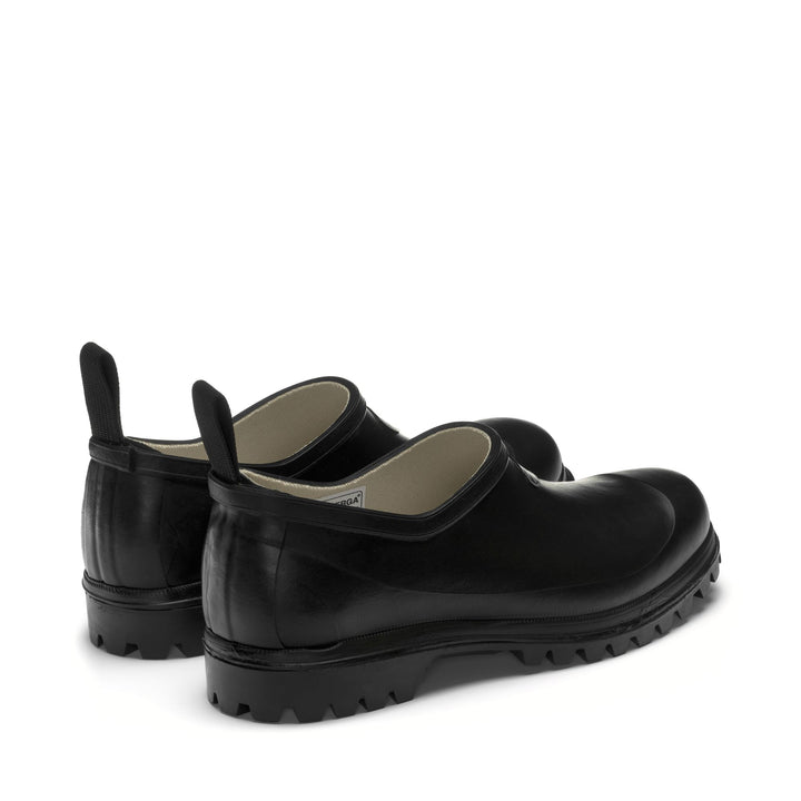 Niedrig geschnittene Unisex-Pantoletten aus schwarzem Gummi mit Baumwollfutter 3