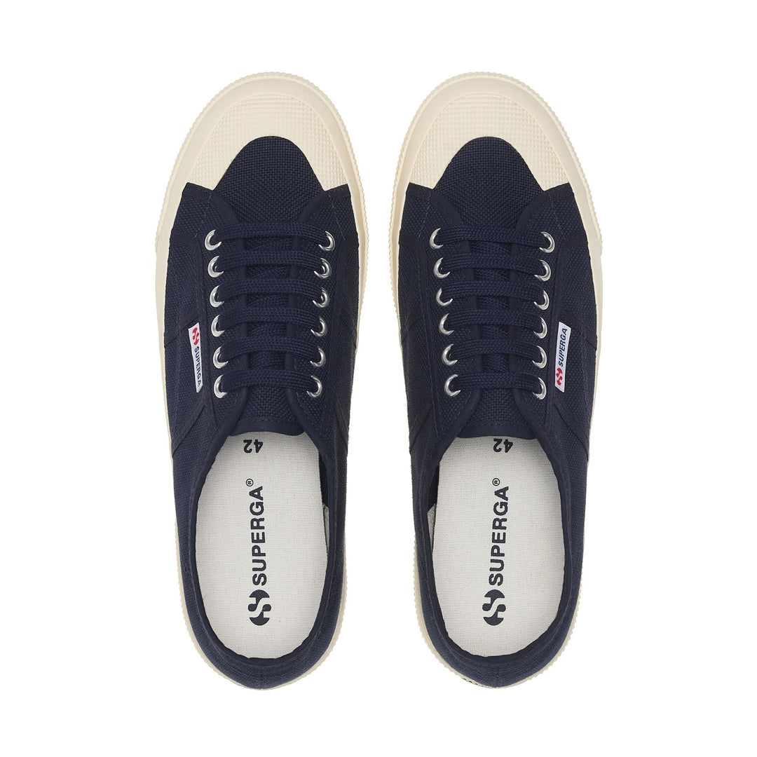 Baskets basses unisexes bleu marine avec tige en coton main