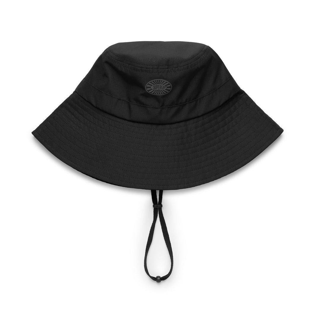 Schwarzer Unisex-Bucket-Hut aus wasserabweisendem Stoff 01