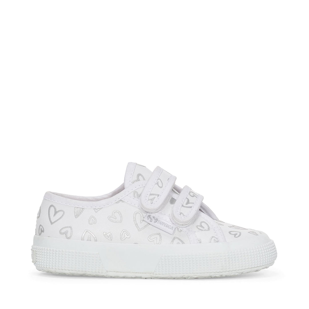 Weiße Low Cut Sneakers für Mädchen mit Obermaterial aus Baumwolle 01