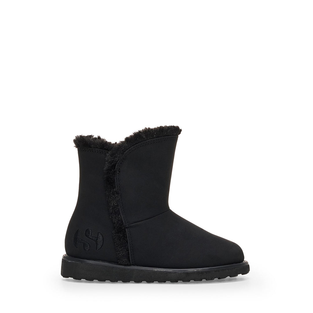 Hohe schwarze Mädchenstiefel mit Obermaterial aus Synthetik 01