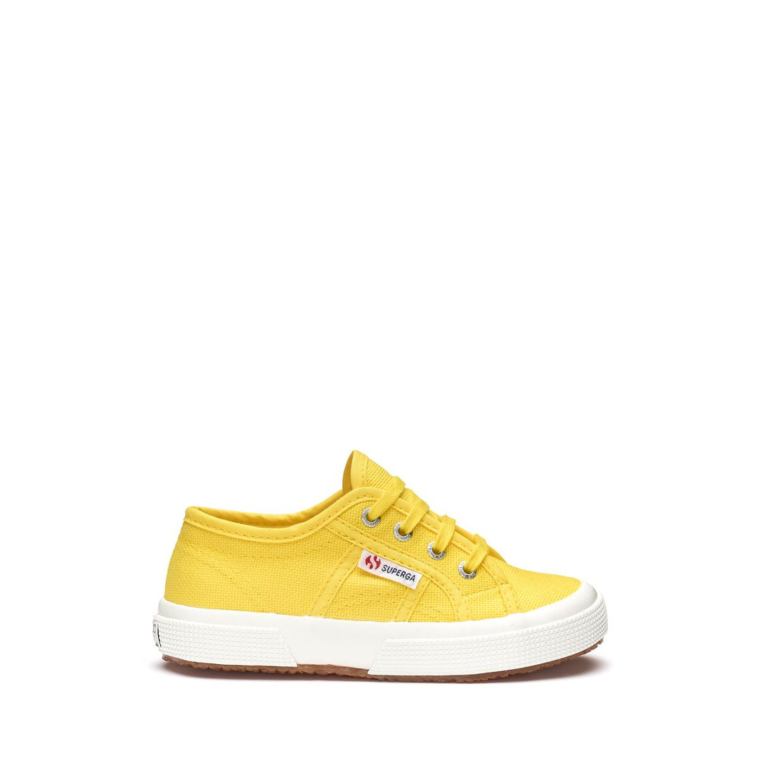 Gelbe Kinder-Sneaker mit Obermaterial aus Baumwolle 01