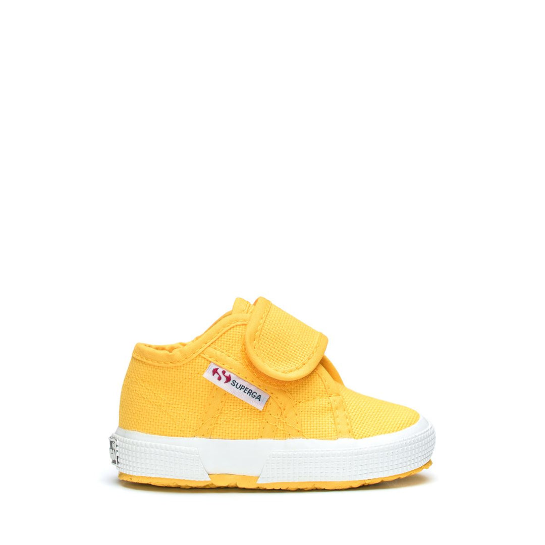 Gelbe Kinder-Sneaker mit Obermaterial aus Baumwolle 01