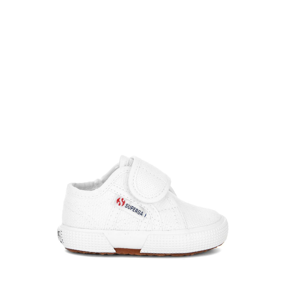 Weiße Kinder-Sneaker mit Obermaterial aus Baumwolle 01