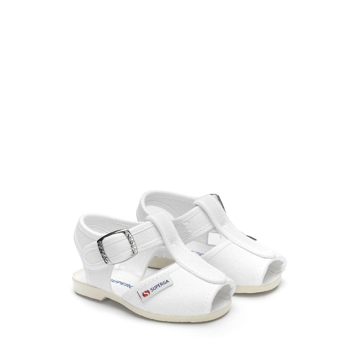 Weiße Sandalen für Kinder mit Obermaterial aus Baumwolle 2