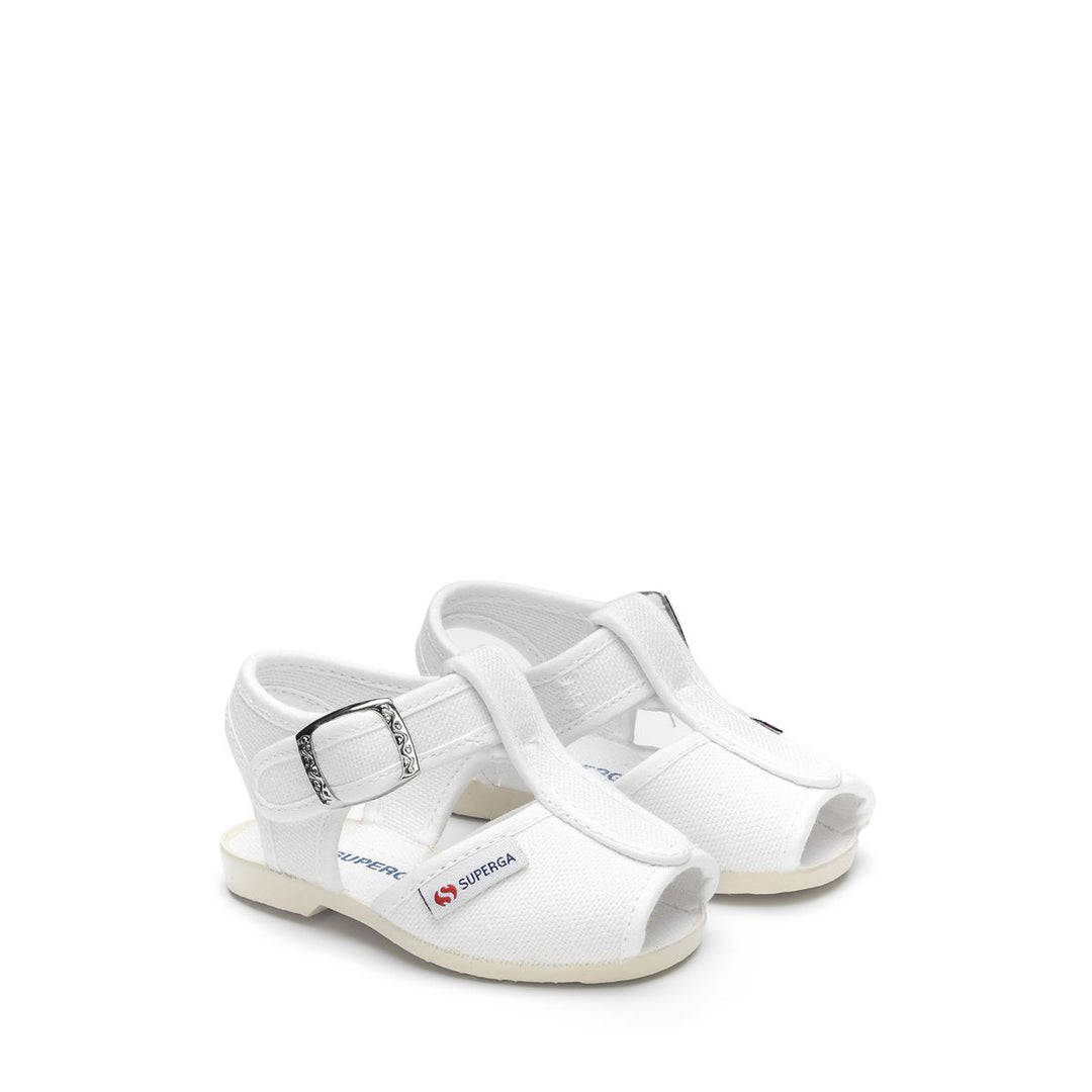 Weiße Sandalen für Kinder mit Obermaterial aus Baumwolle main