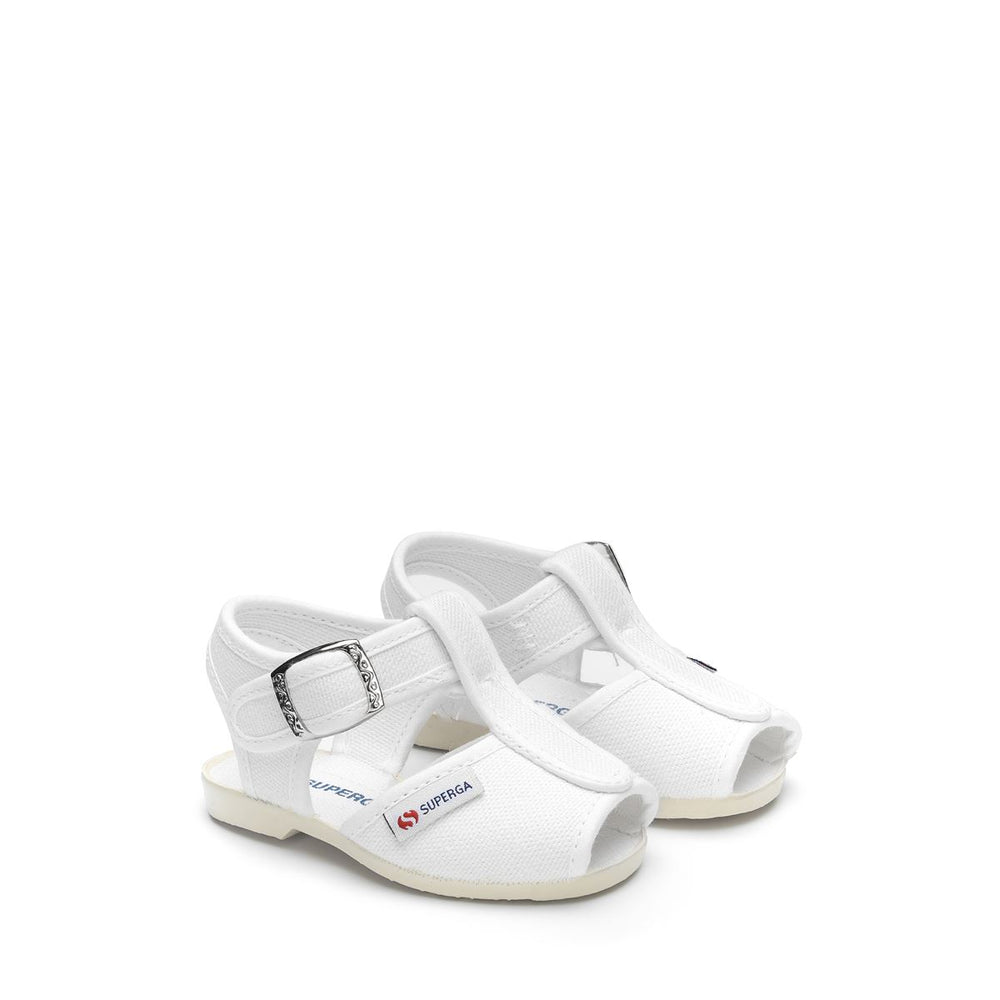 Weiße Sandalen für Kinder mit Obermaterial aus Baumwolle 02