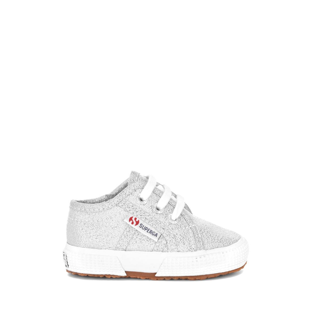Klassische graue Mädchen-Sneaker mit Obermaterial aus Lamé 01