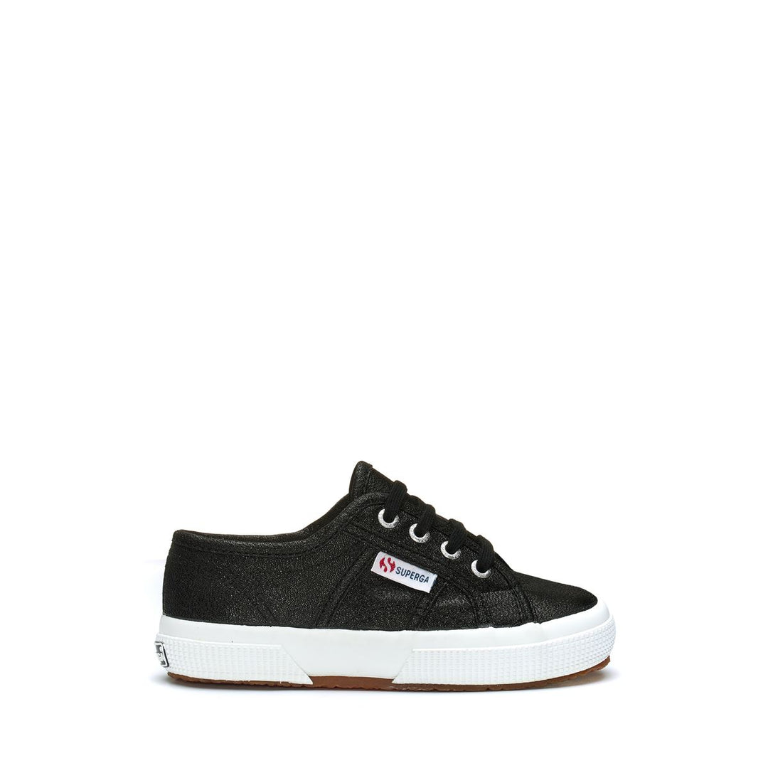 Klassische schwarze Mädchen-Sneaker mit Obermaterial aus Lamé 01